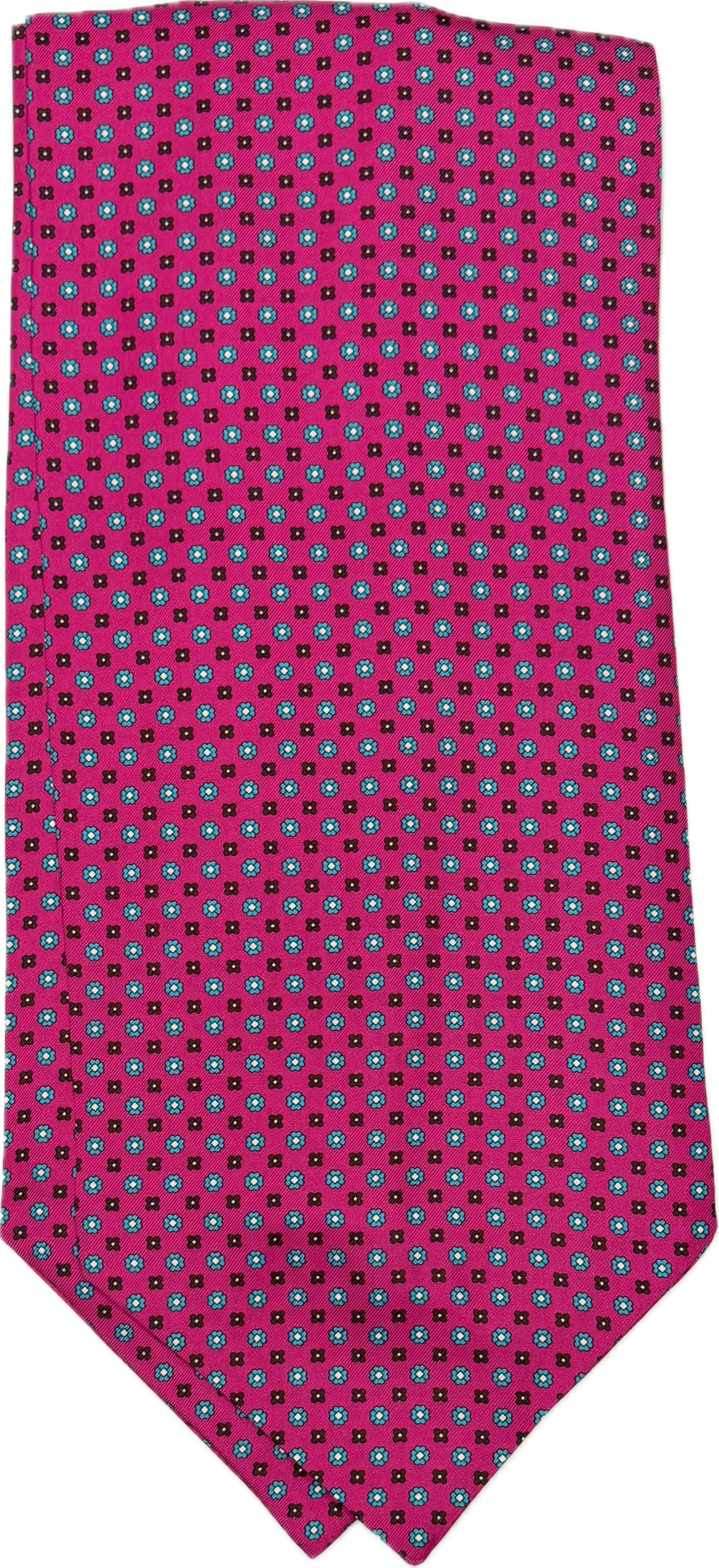 Ascot silk tie micro fiorellino geometrico fucsia Monsieur