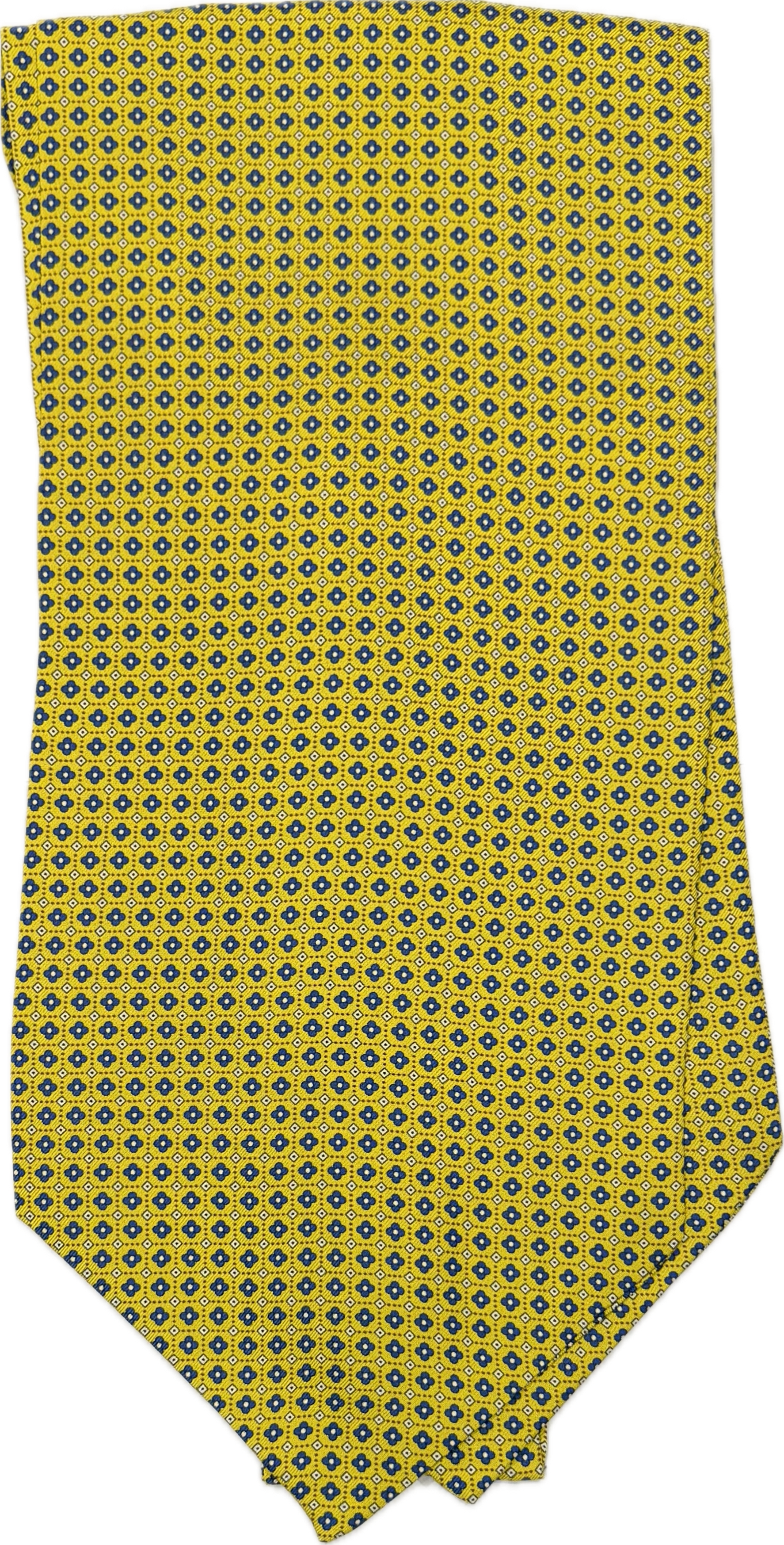 Ascot silk tie micro fiorellino giallo blu Monsieur