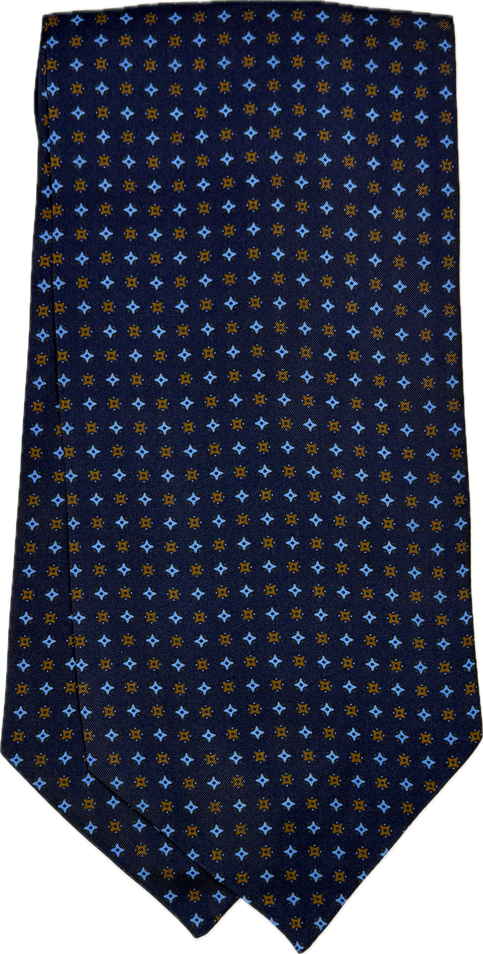 Ascot silk tie fantasia cravatta geometrica blu celeste moro Monsieur