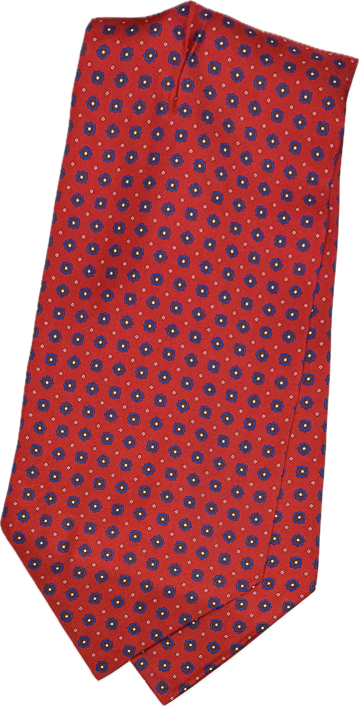 Ascot silk tie fantasia geometrica rossa blu Monsieur