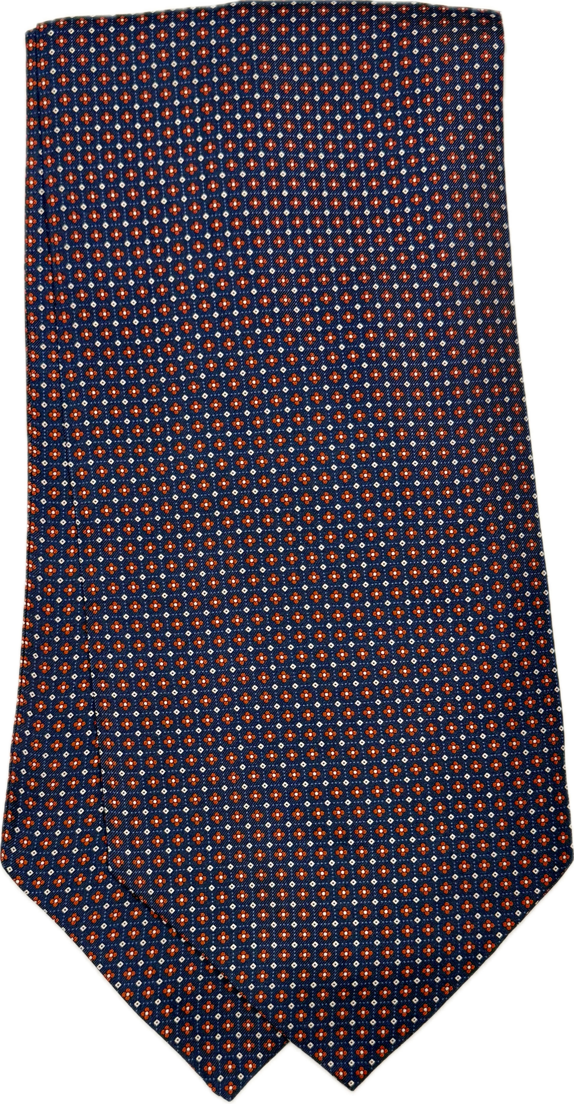 Ascot silk tie micro fantasia blu rossa  Monsieur