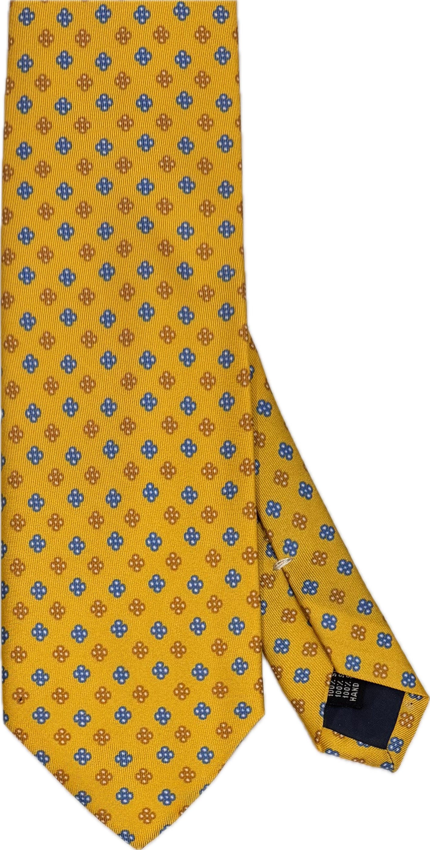 Cravatta seta micro fantasia gialla celeste arancione Monsieur