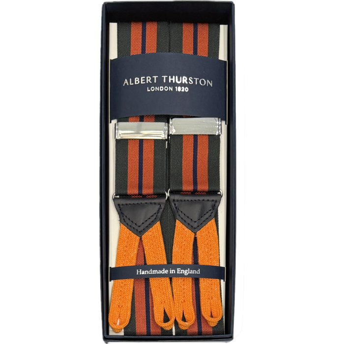 Bretelle barathea regimental arancione verde blu Albert Thurston