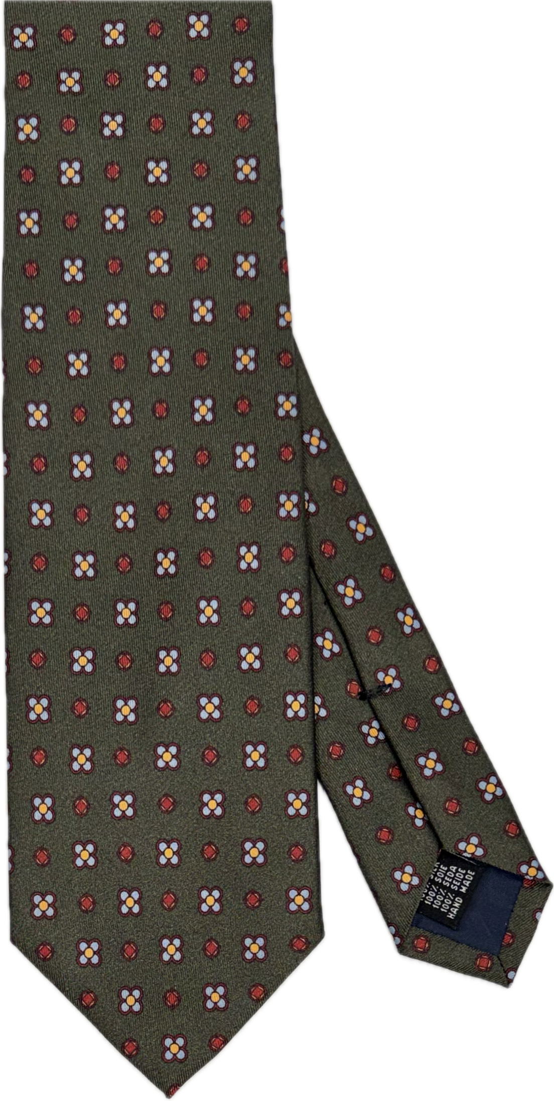 Cravatta seta fiorellino geometrico verde verde Monsieur