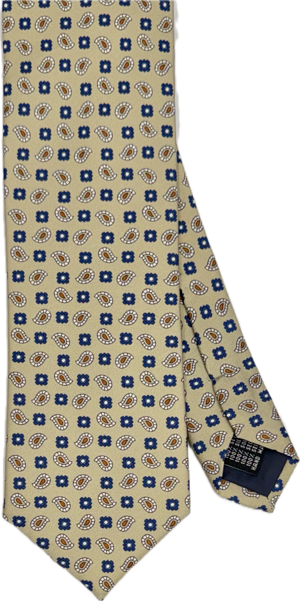 Cravatta seta fantasia micro paisley beige Monsieur