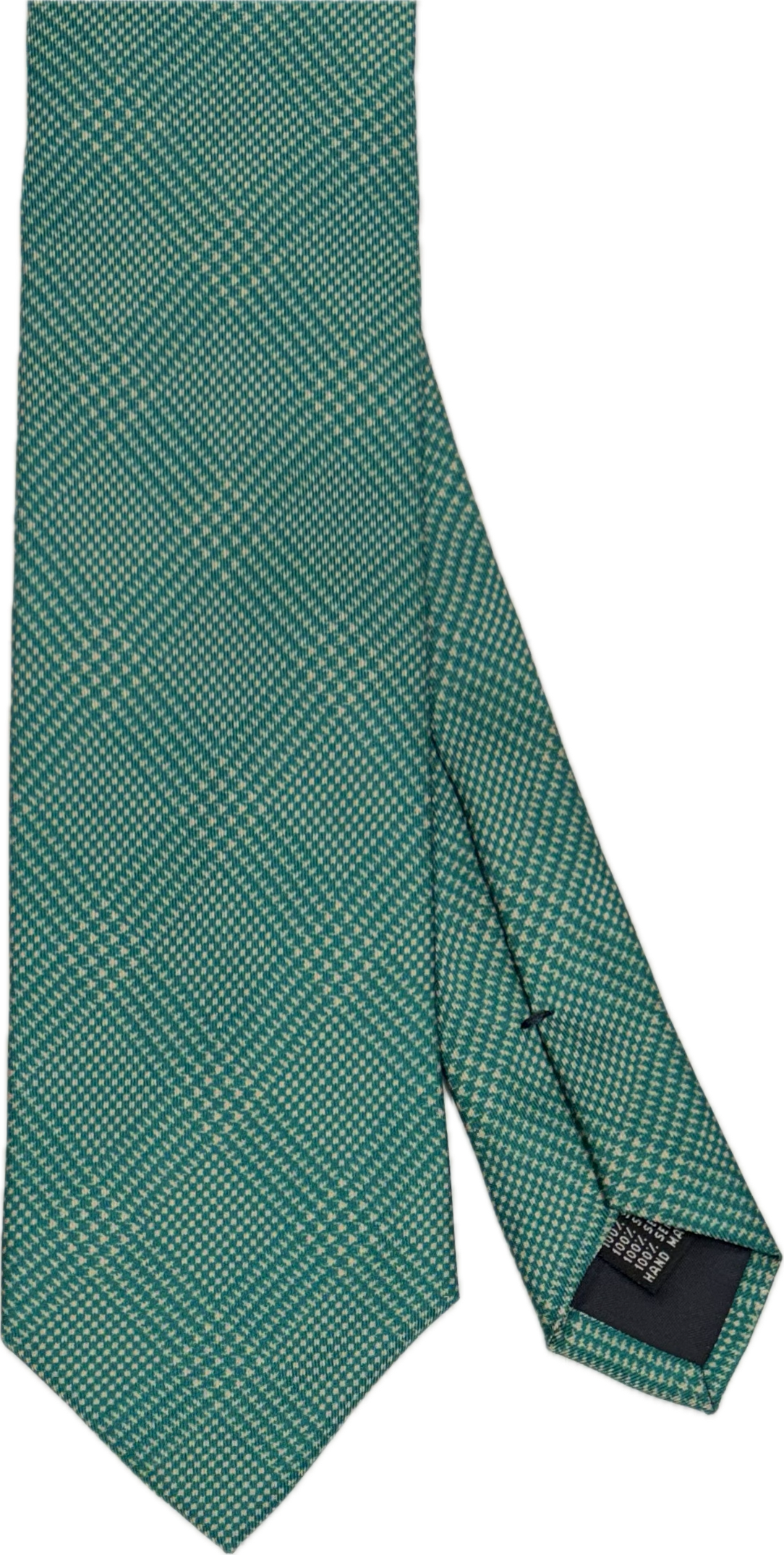 Cravatta seta fantasia pied de poule verde petrolio Monsieur