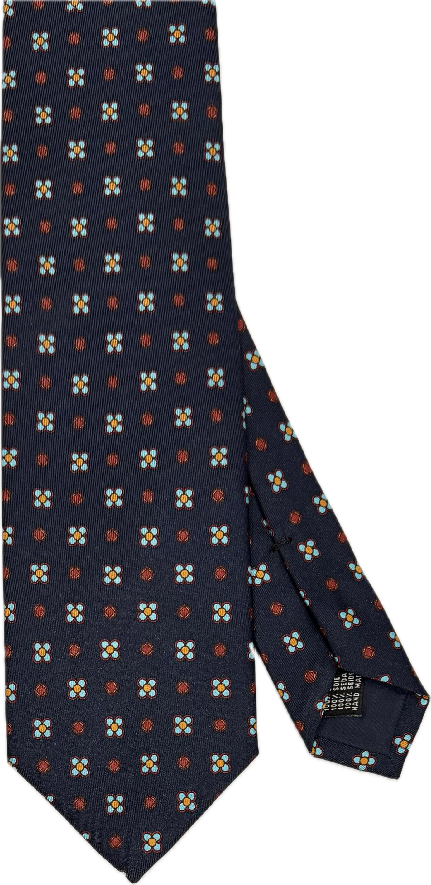 Cravatta seta fiorellino geometrico navy Monsieur