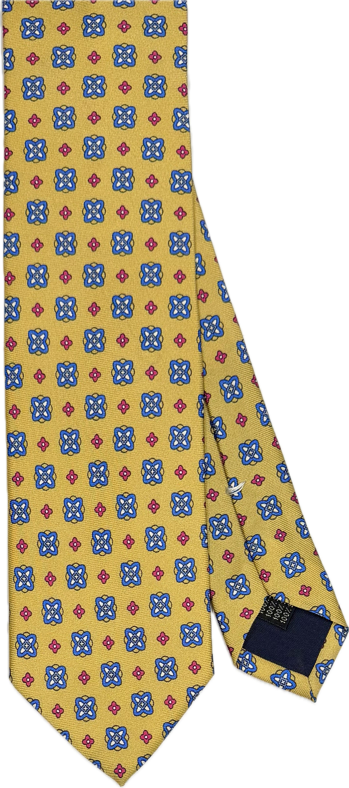 Cravatta seta fantasia geometrica gialla blu rossa Monsieur