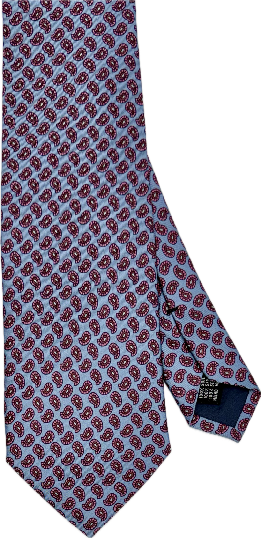 Cravatta seta paisley carta da zucchero rosa Monsieur