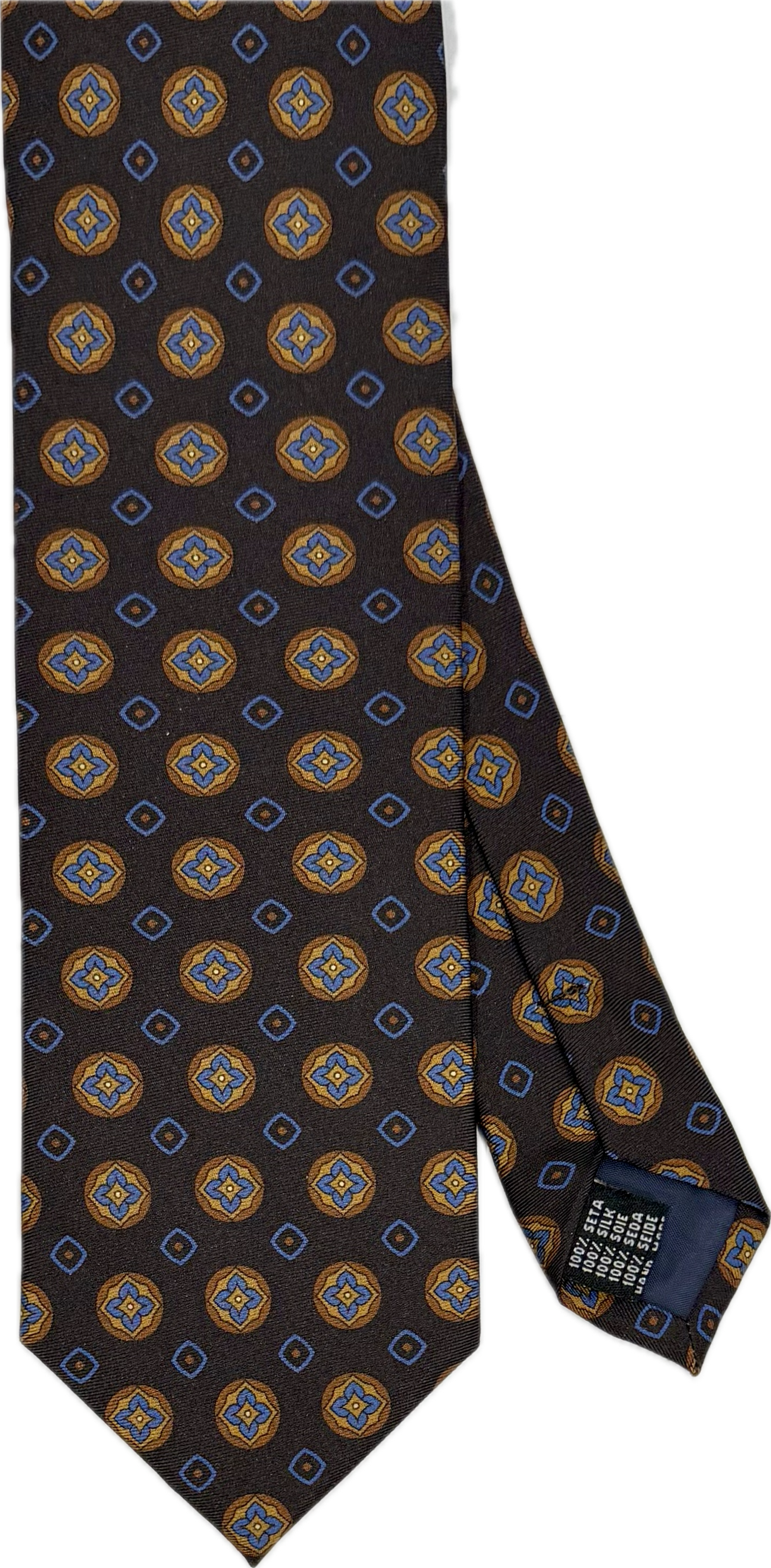 Cravatta seta fantasia geometrica cioccolato Monsieur