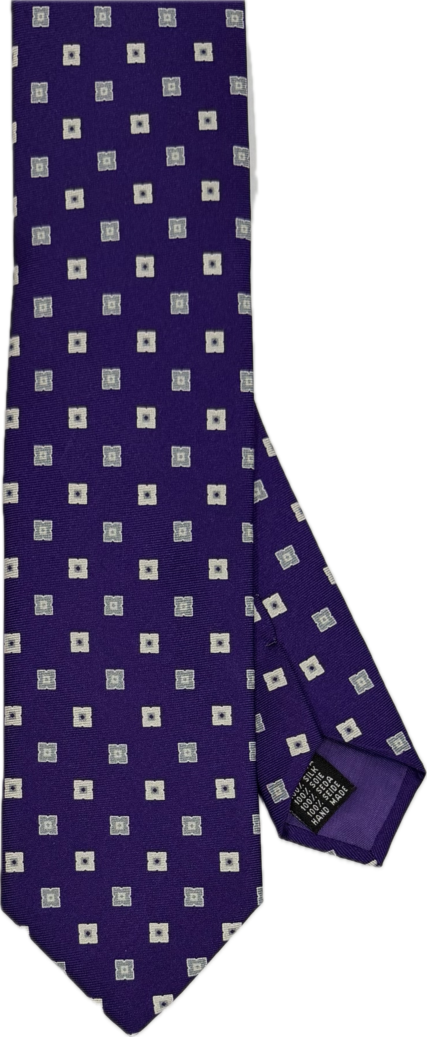 Cravatta seta fantasia quadrati viola Monsieur