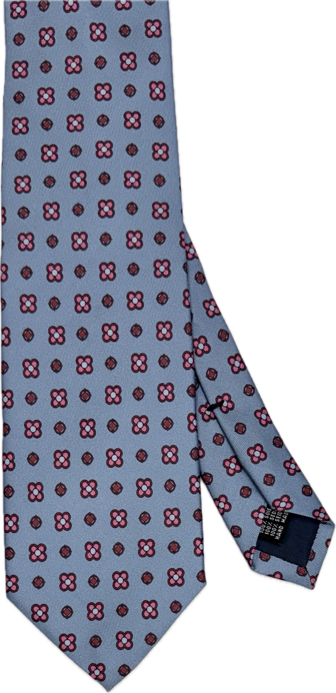 Cravatta seta fiorellino geometrico carta da zucchero rosa Monsieur