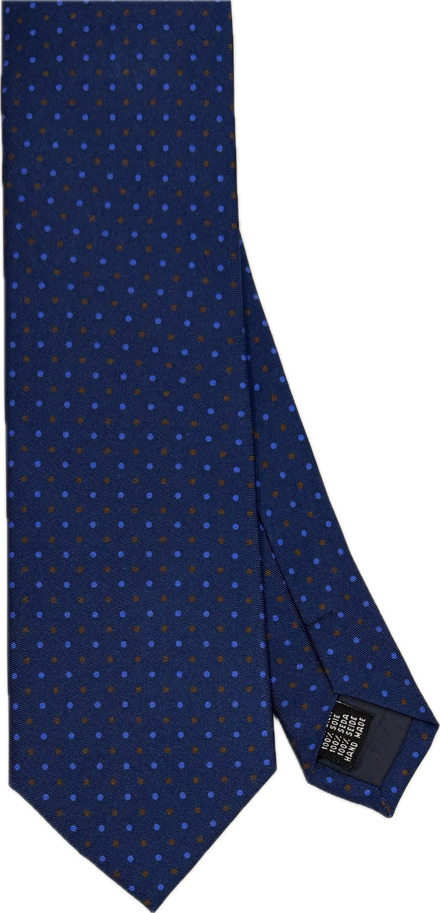 Cravatta seta blu multi pois royal marrone Monsieur