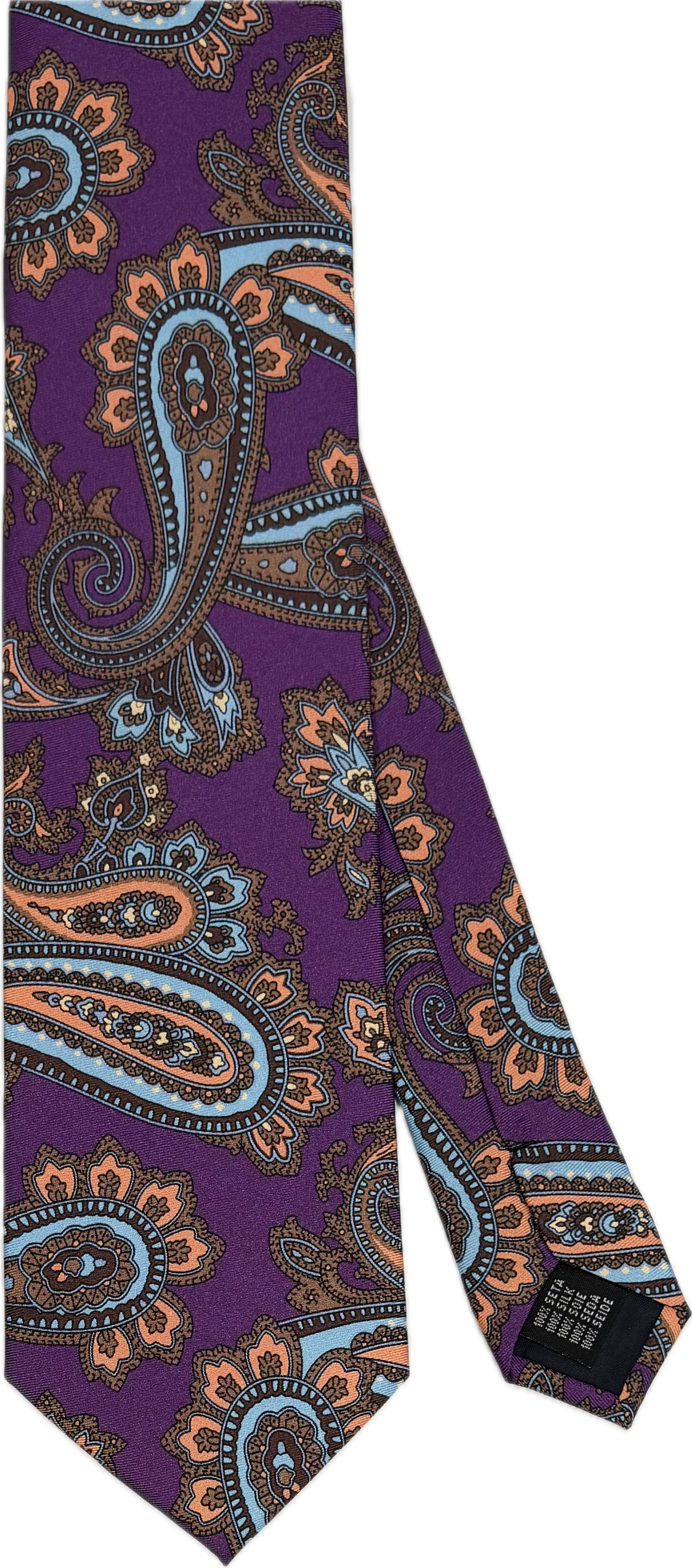 Cravatta seta big paisley viola Monsieur