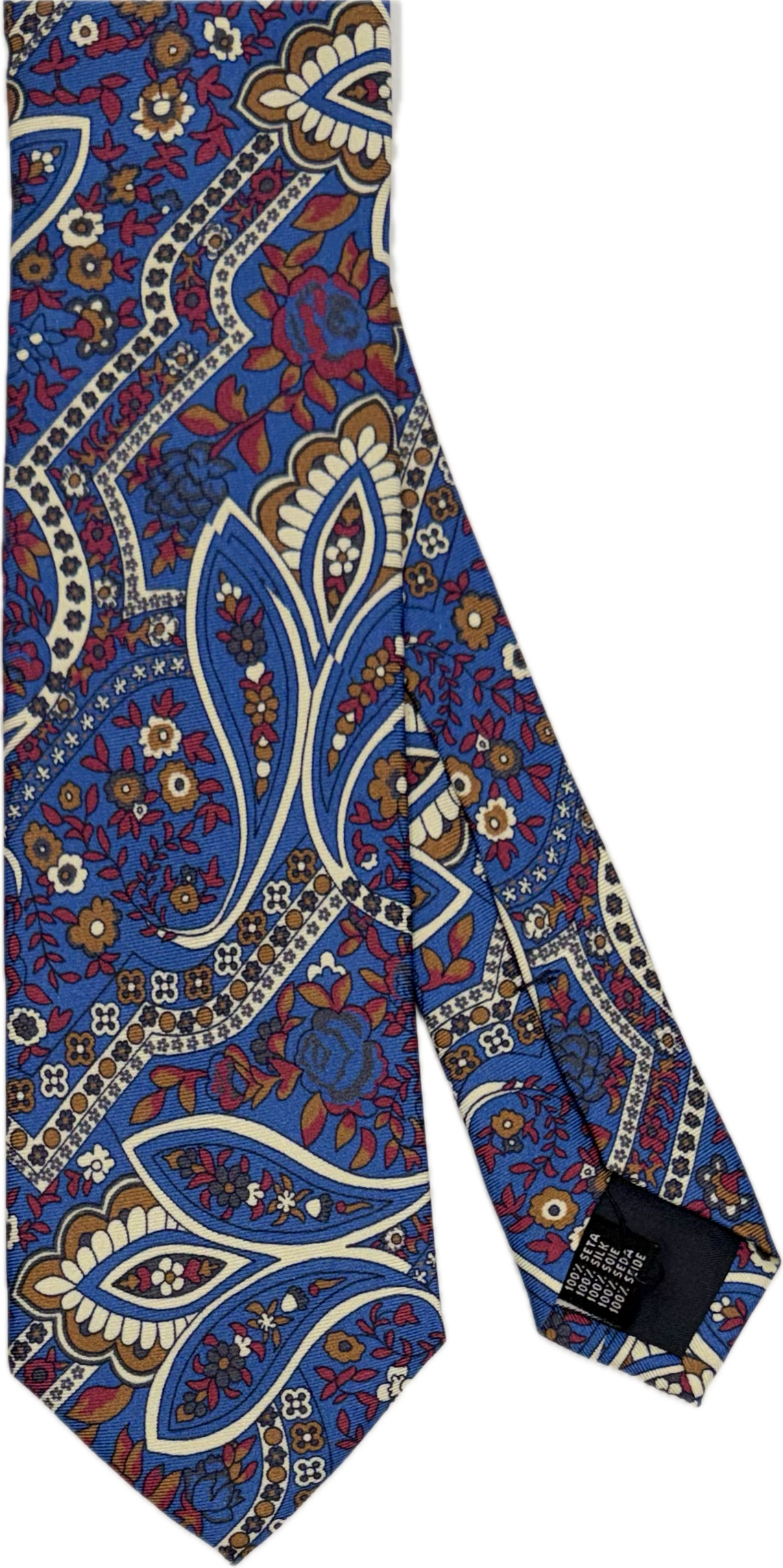 Cravatta seta fantasia big paisley flower blu Monsieur