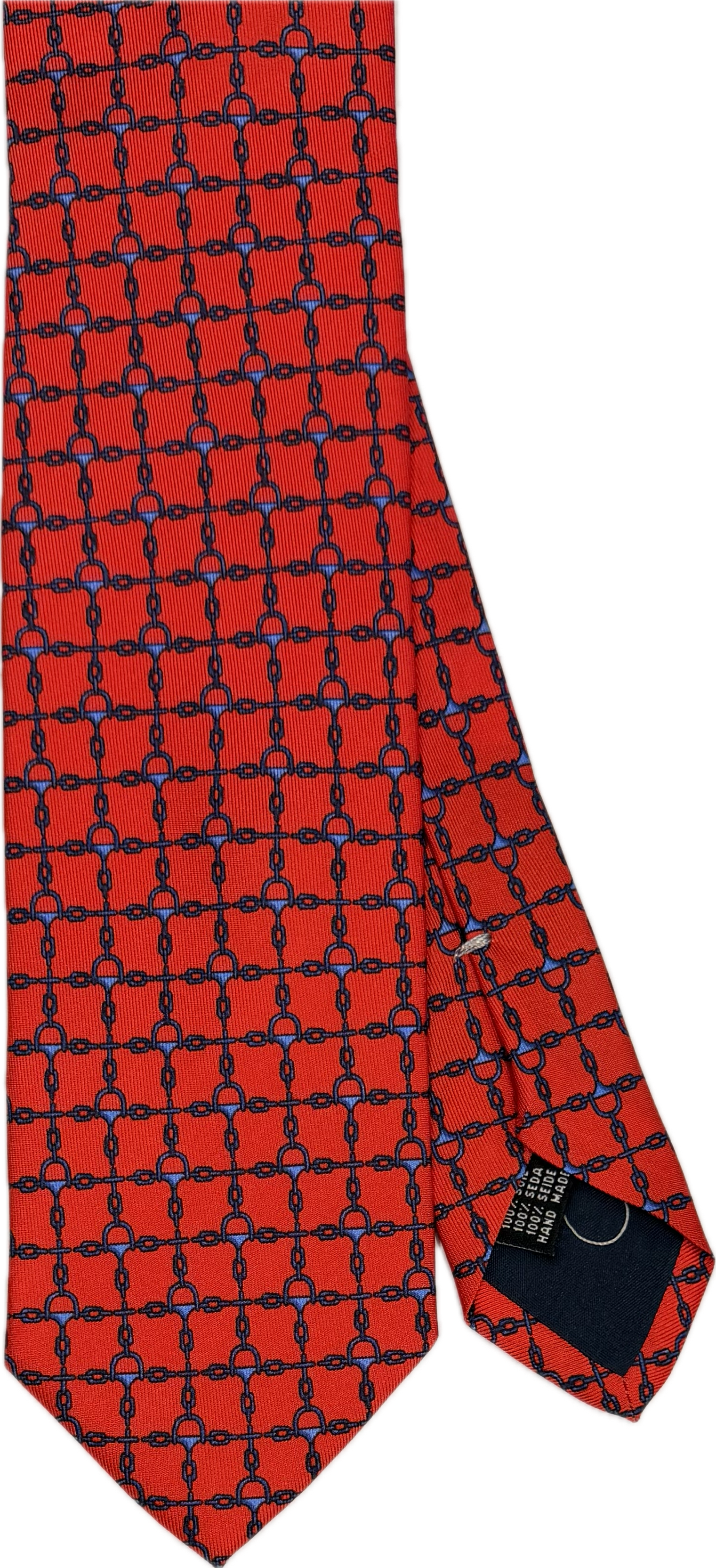 Cravatta seta fantasia catenella rossa Monsieur