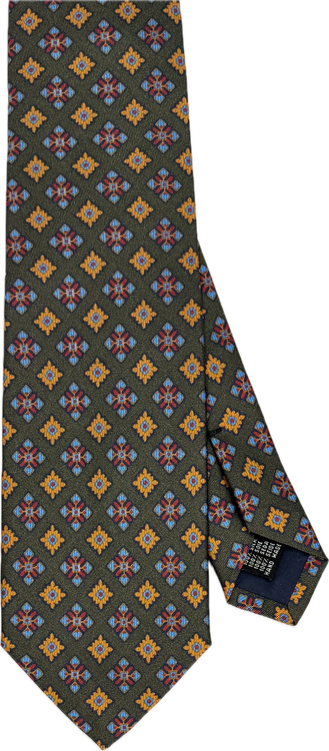 Cravatta seta micro fantasia rombi verde Monsieur