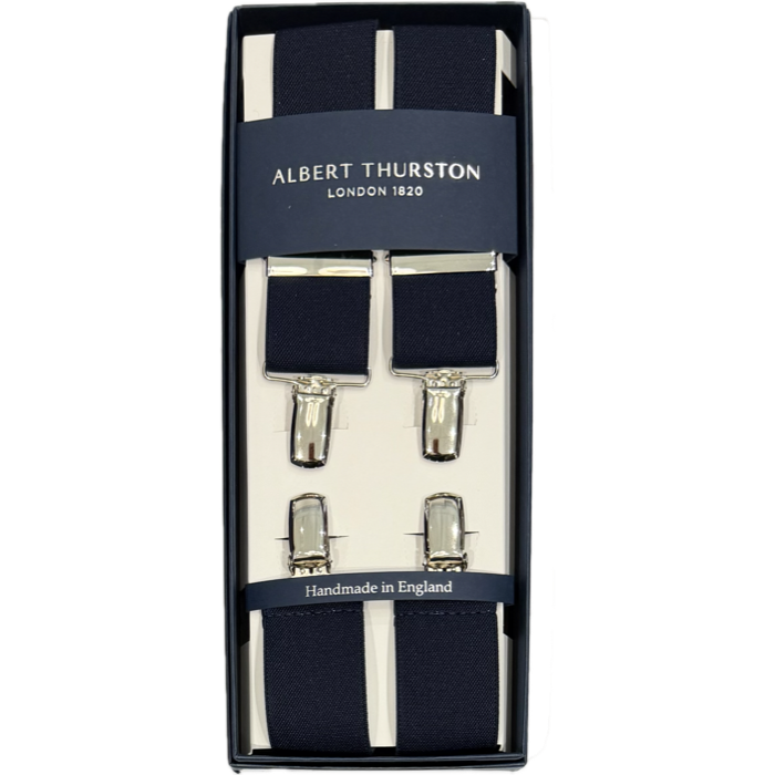 Bretelle elastico clip tinta unita navy Albert Thurston