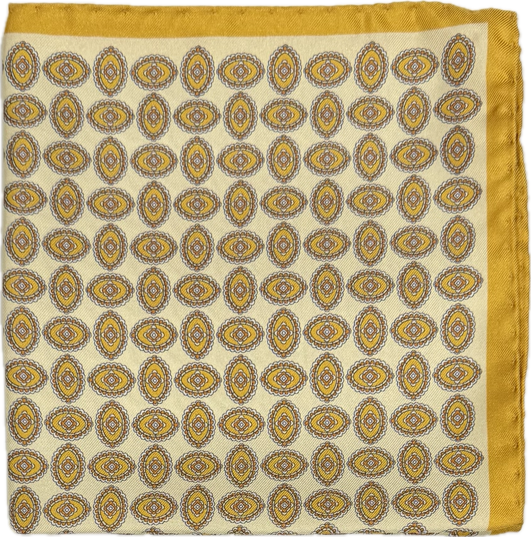 Pocket square seta fantasia medaglioni gialla Fefè