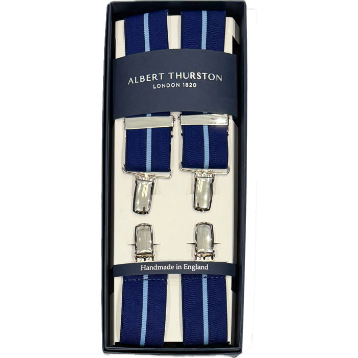 Bretelle elastico clip regimental royal celeste Albert Thurston