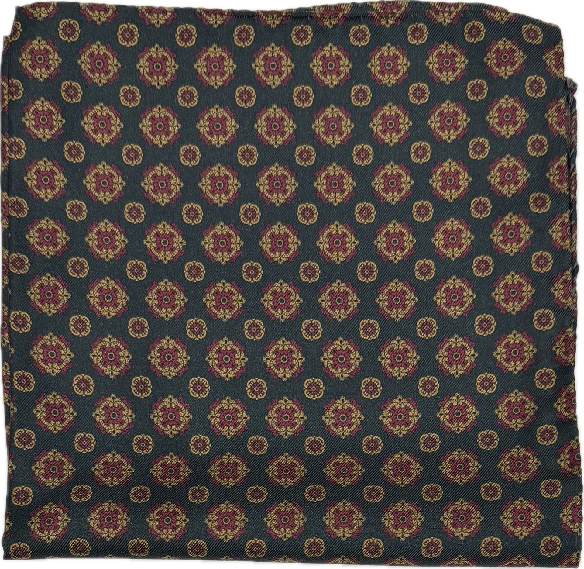 Pocket square seta fantasia geometrica verde bordeaux Monsieur