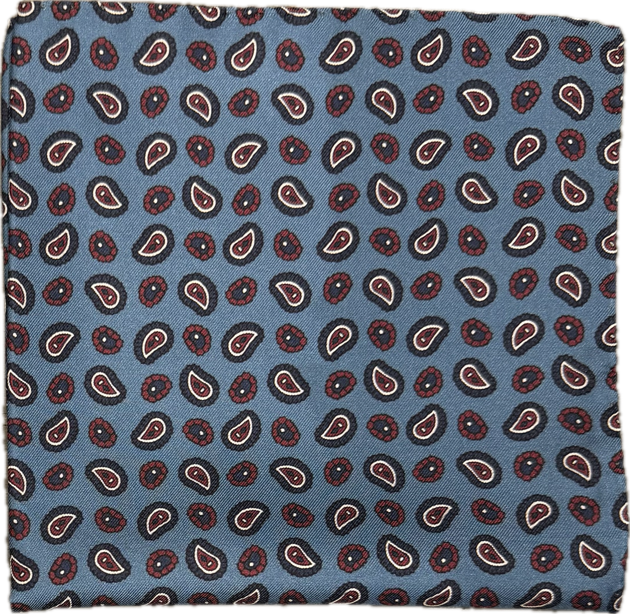 Pocket square seta micro paisley blu bordeaux Monsieur