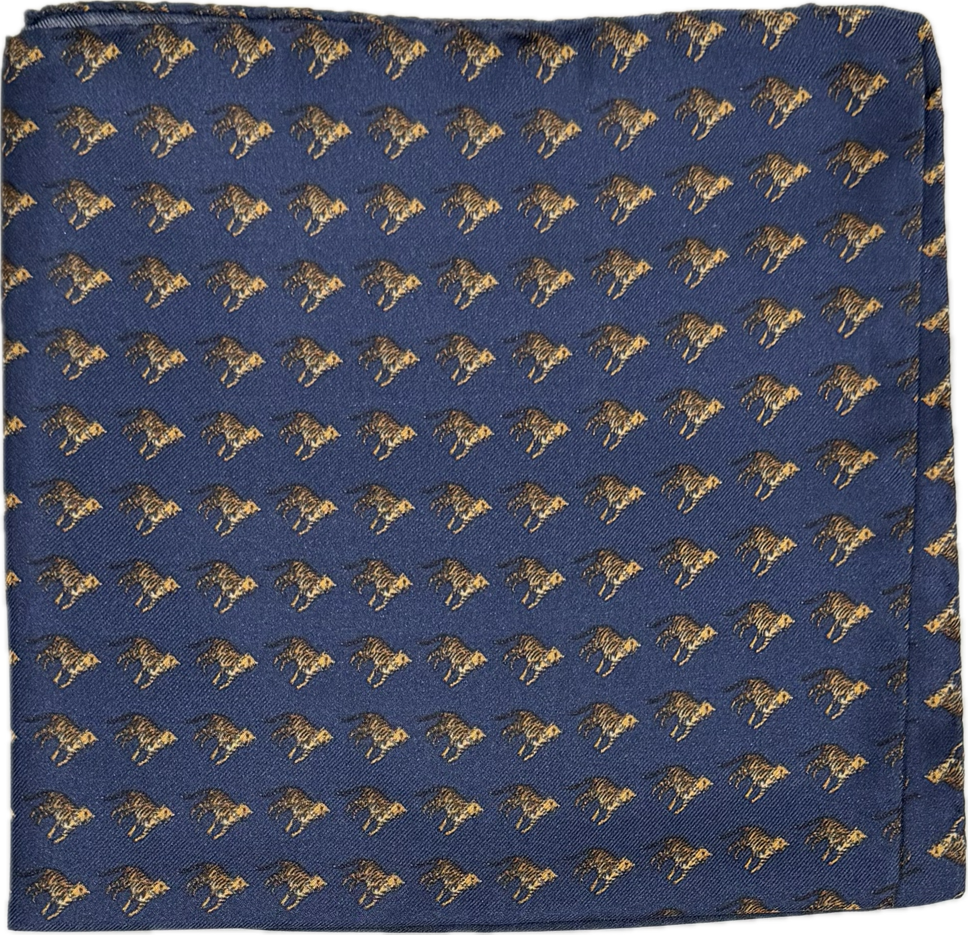 Pocket square seta fantasia tigre blu Monsieur