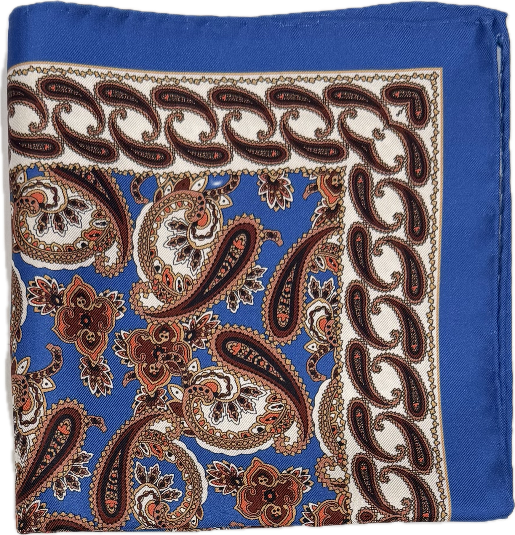 Pocket square seta fantasia paisley light blue bianco bordeaux Monsieur