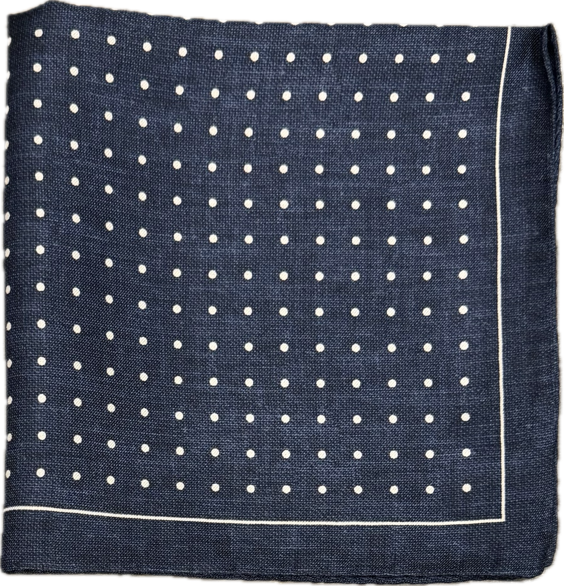 Pocket square seta navy pois bianco Monsieur