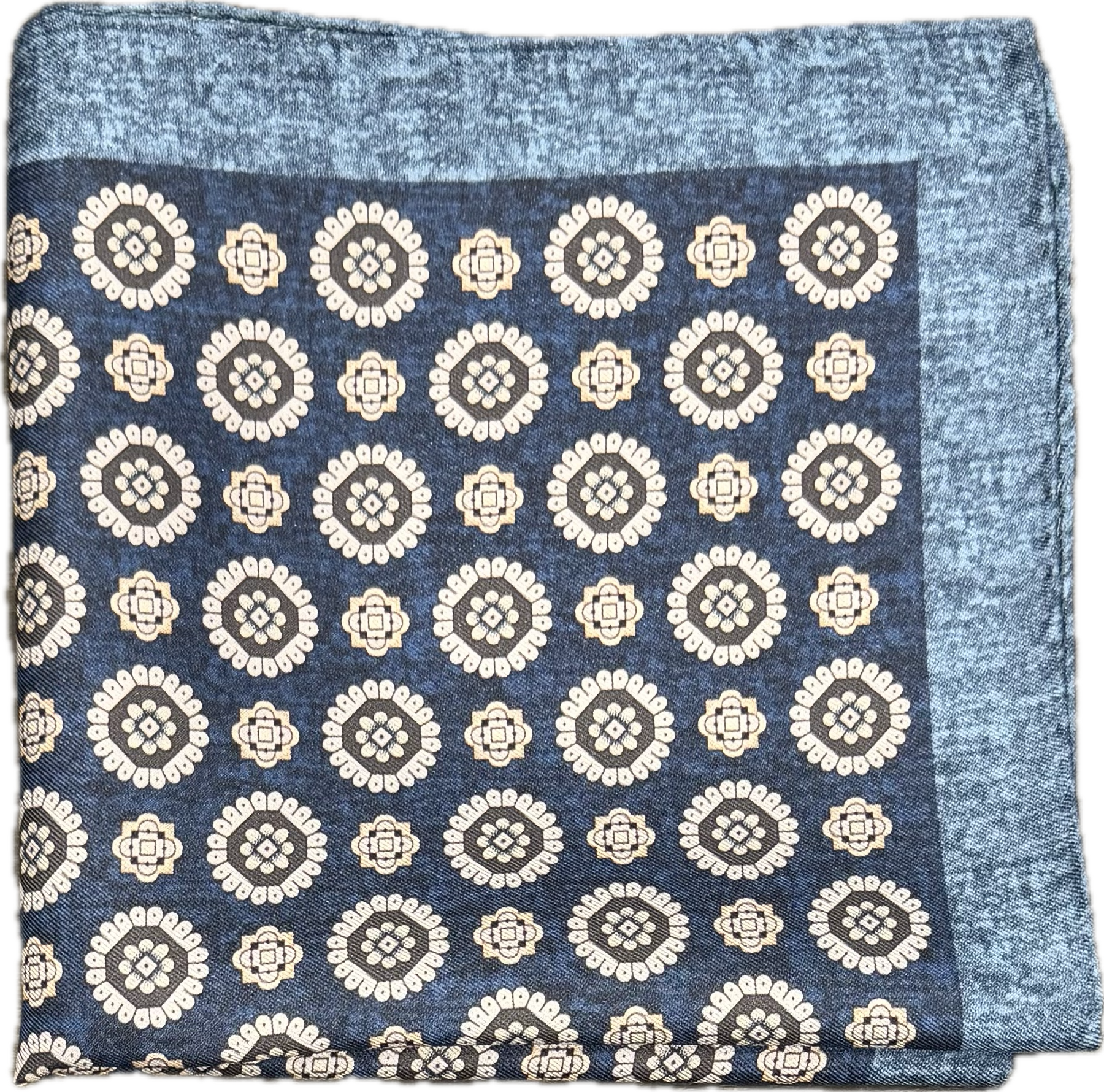 Pocket square seta medaglioni blu celeste Monsieur