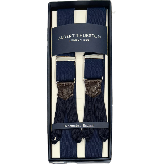 Bretelle elastico tinta unita navy Albert Thurston