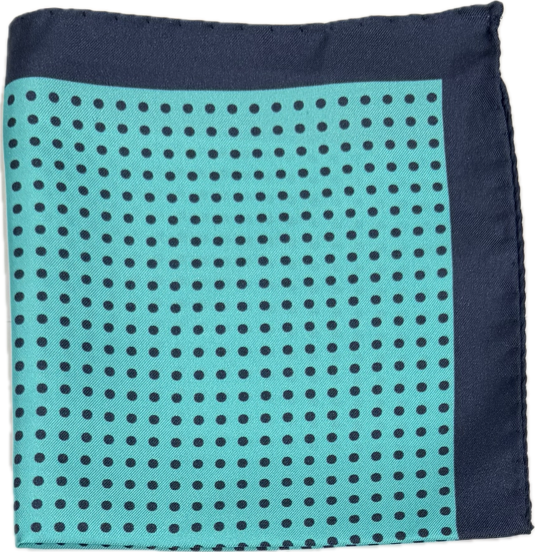 Pocket square seta turchese pois navy Monsieur