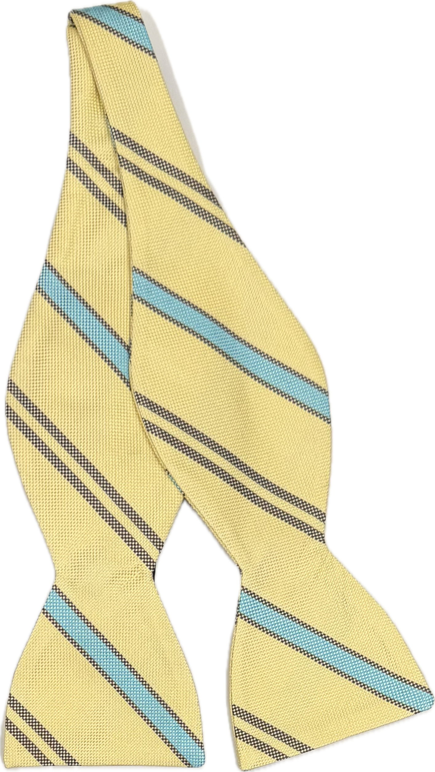Self bow tie seta regimental giallo grigio turchese Monsieur