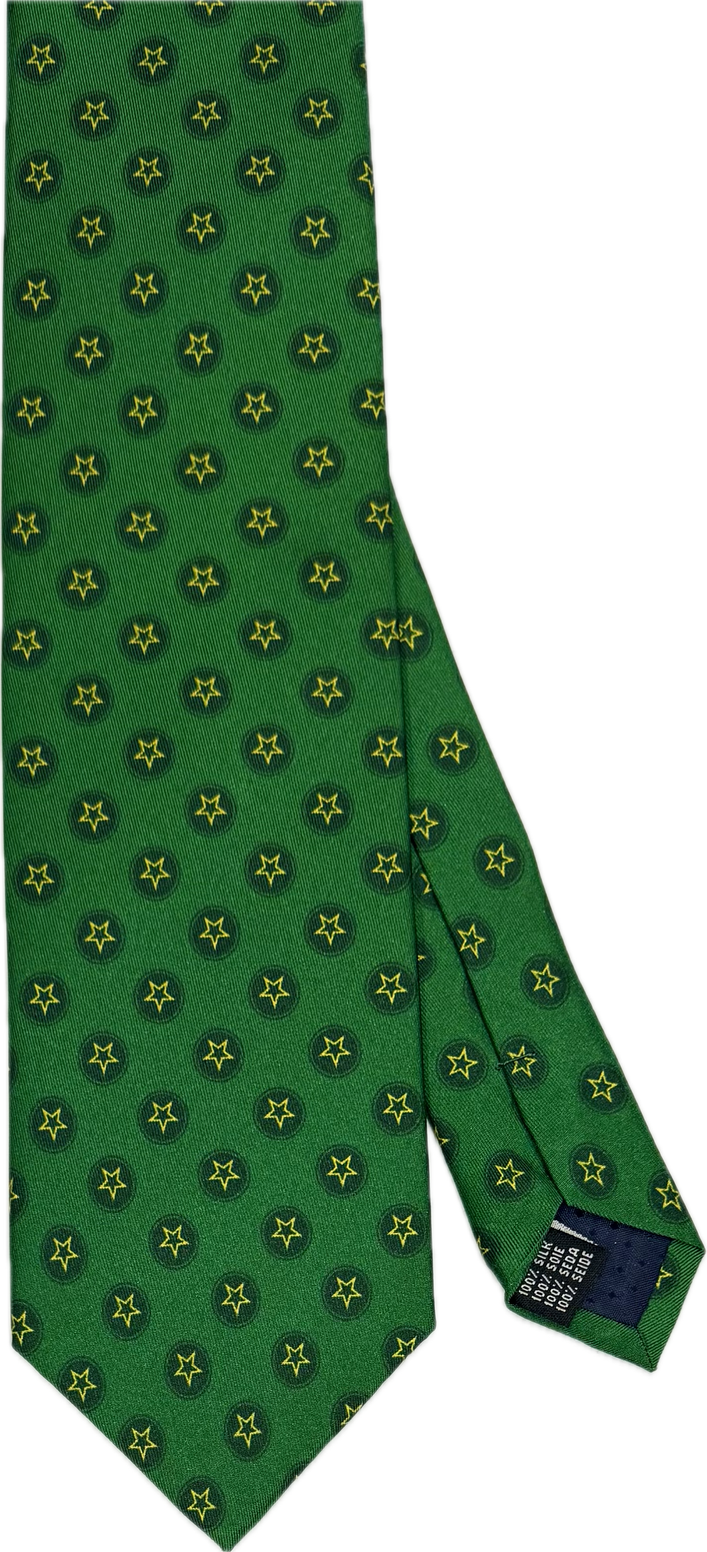 Cravatta seta fantasia stelle verde Monsieur