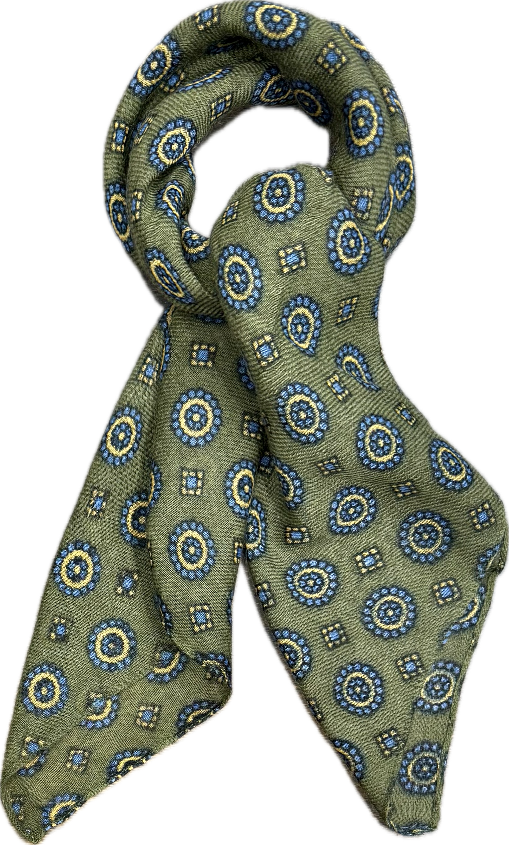 Sciarpa bandana lana fantasia medaglioni verde Monsieur