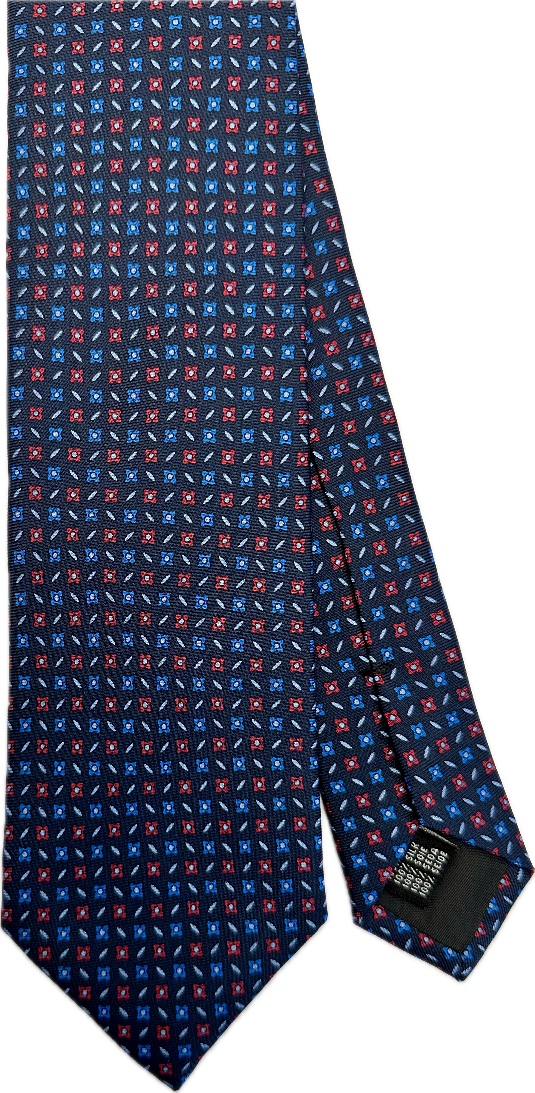 Cravatta seta micro fiorellino blu rosso Monsieur
