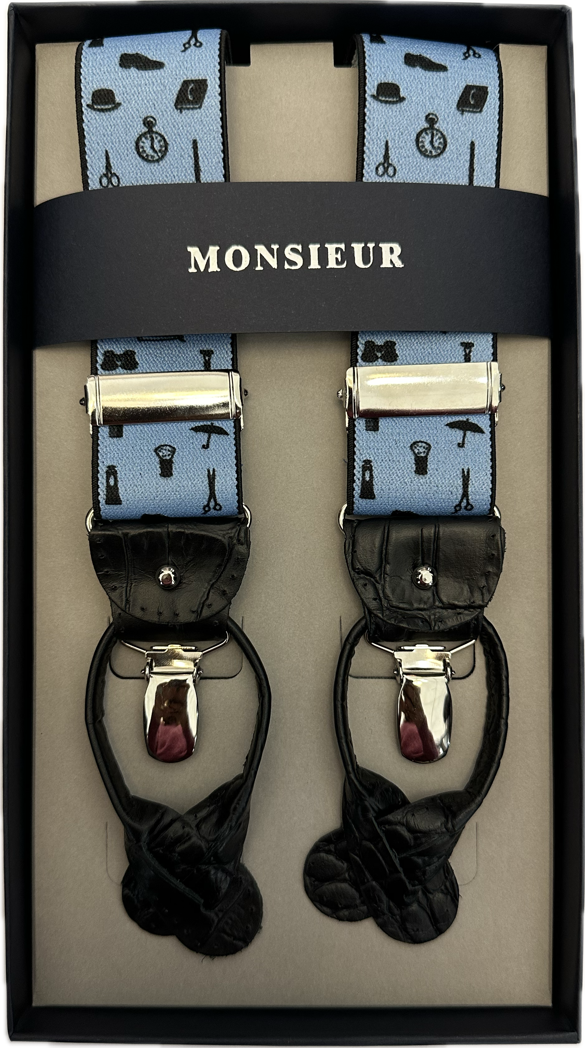 Bretelle fantasia dandy celeste  Monsieur