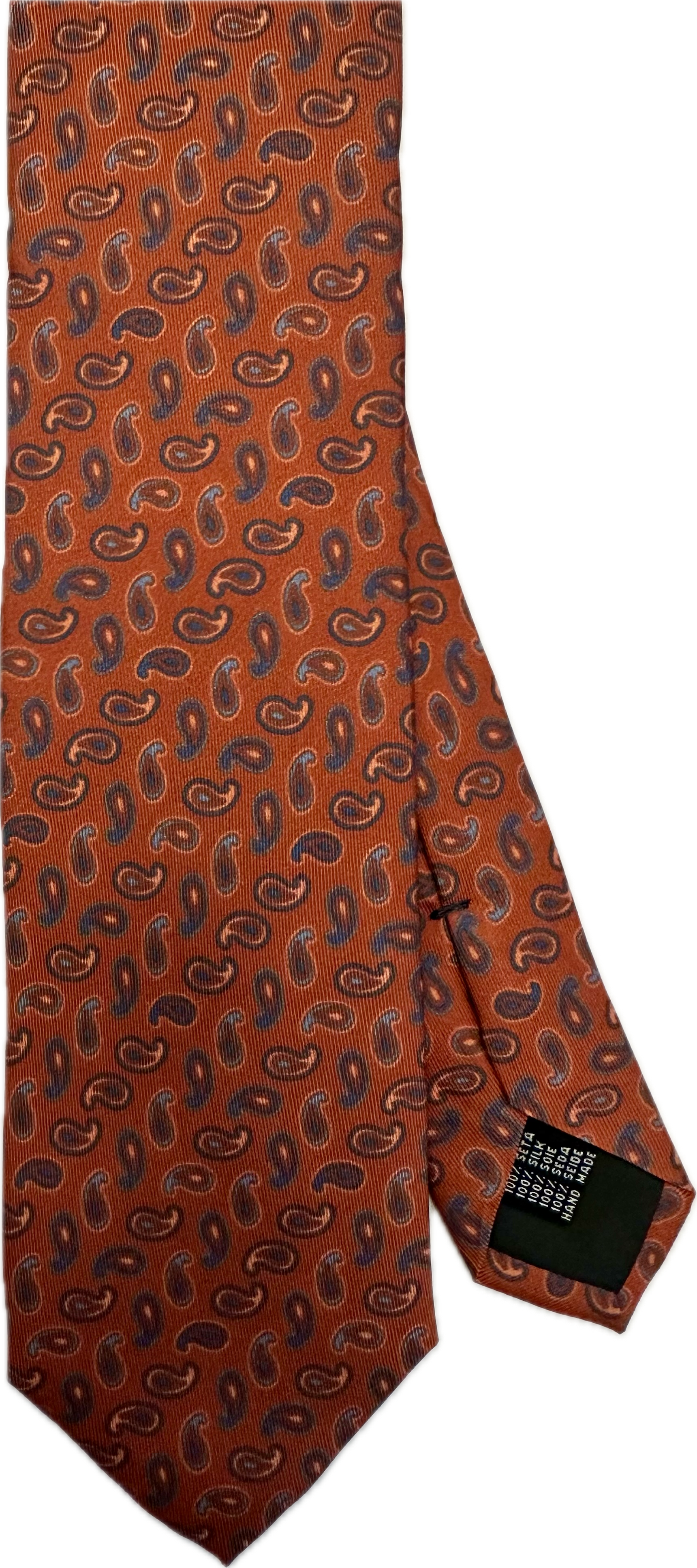 Cravatta seta micro paisley arancione Monsieur