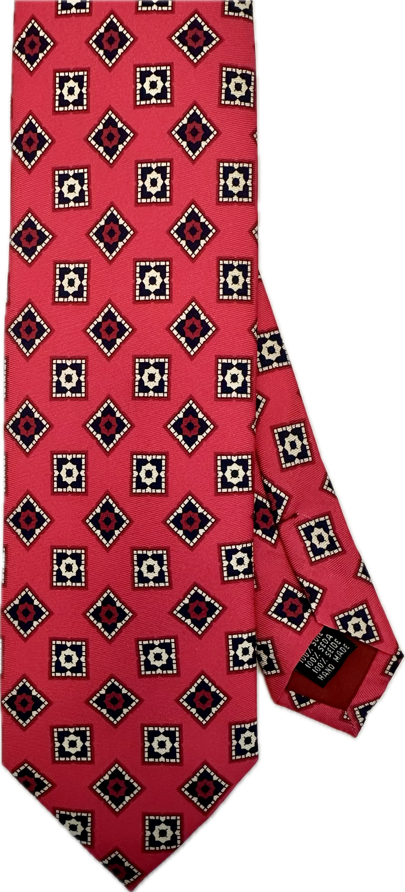 Cravatta seta geometrica hot pink Monsieur