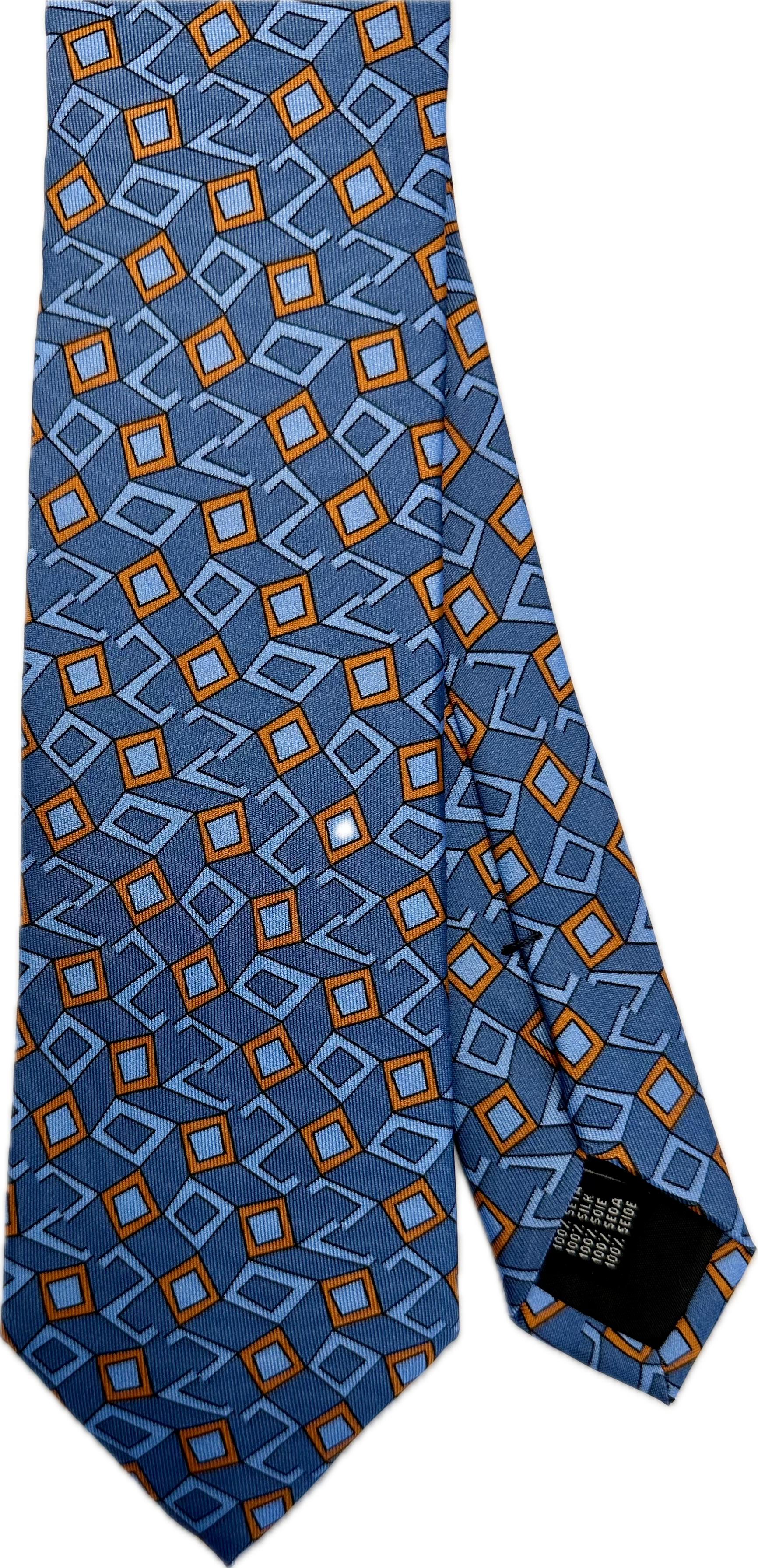 Cravatta seta fantasia geometrica avio Monsieur