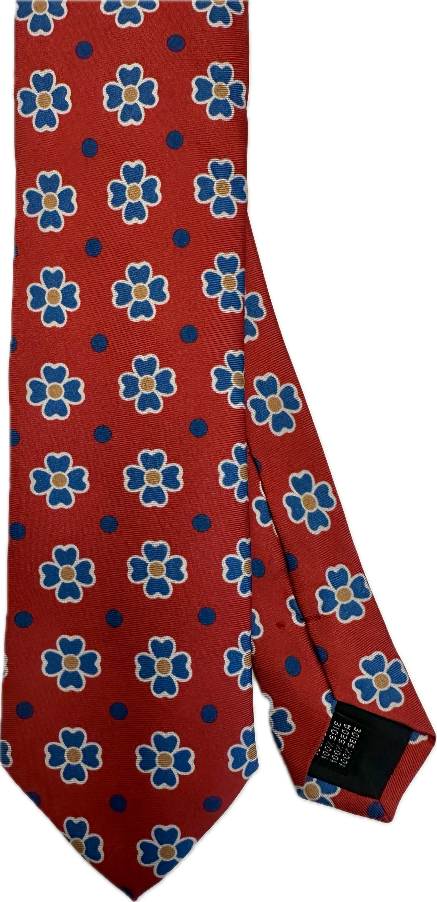 Cravatta seta fiore pois rossa Monsieur