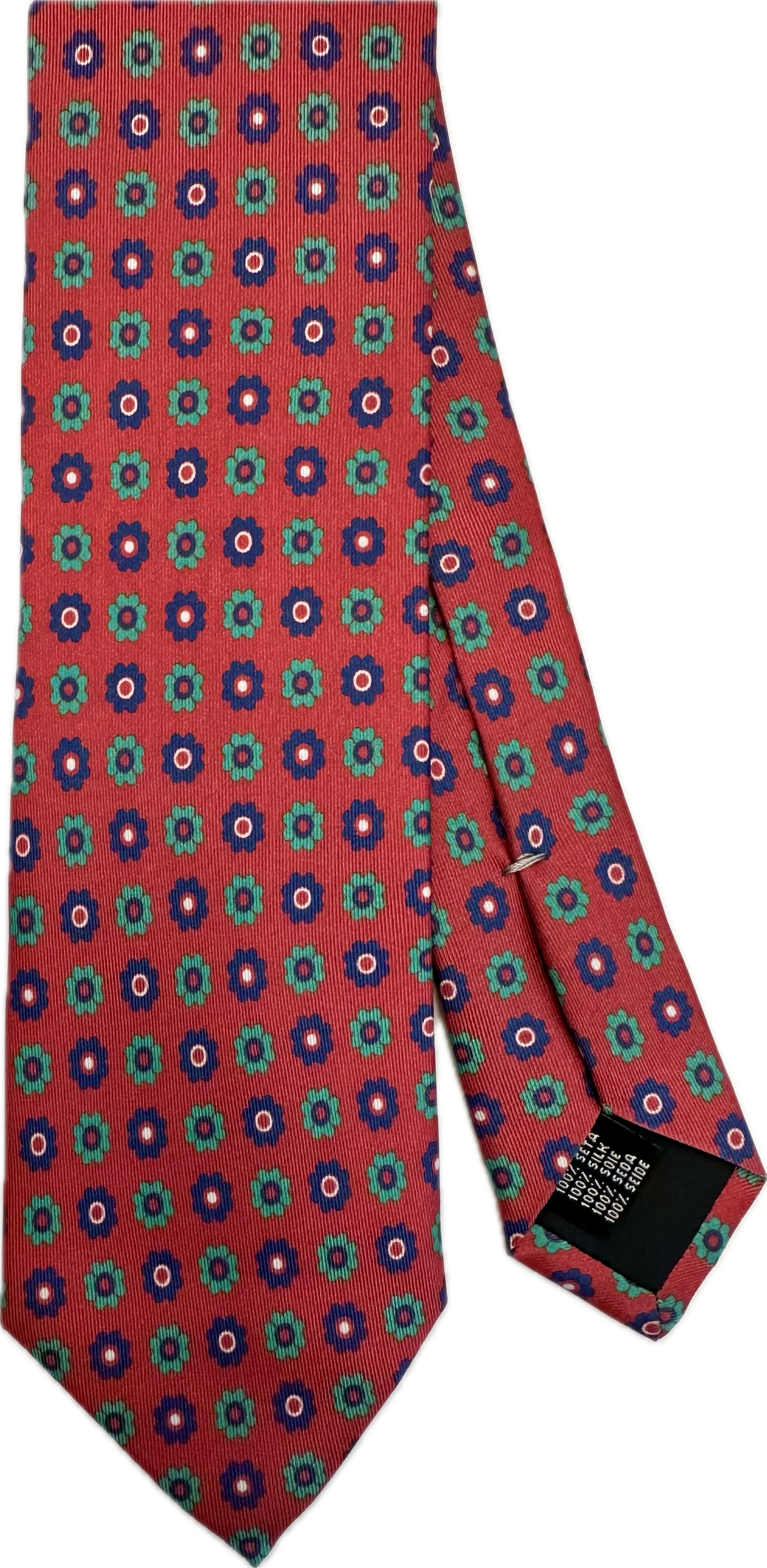Cravatta seta fucsia disegno fiore Monsieur