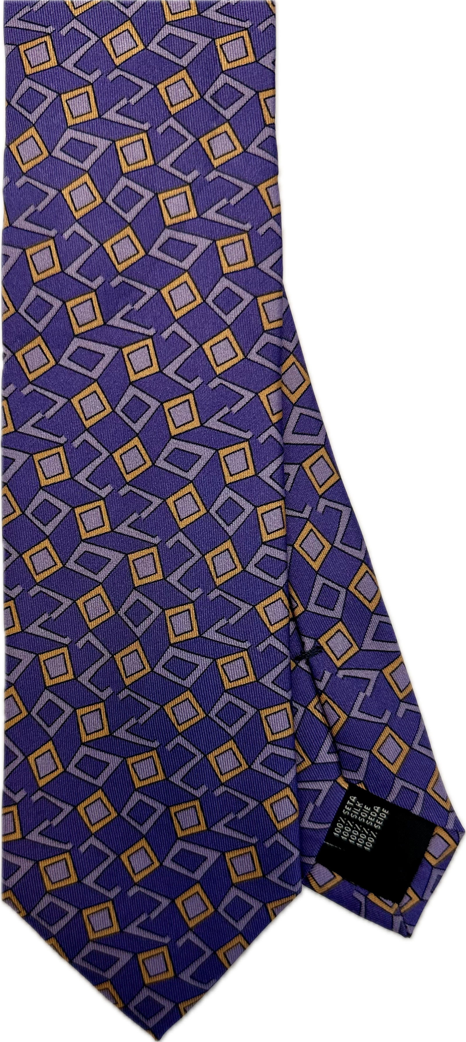 Cravatta seta fantasia geometrica viola Monsieur