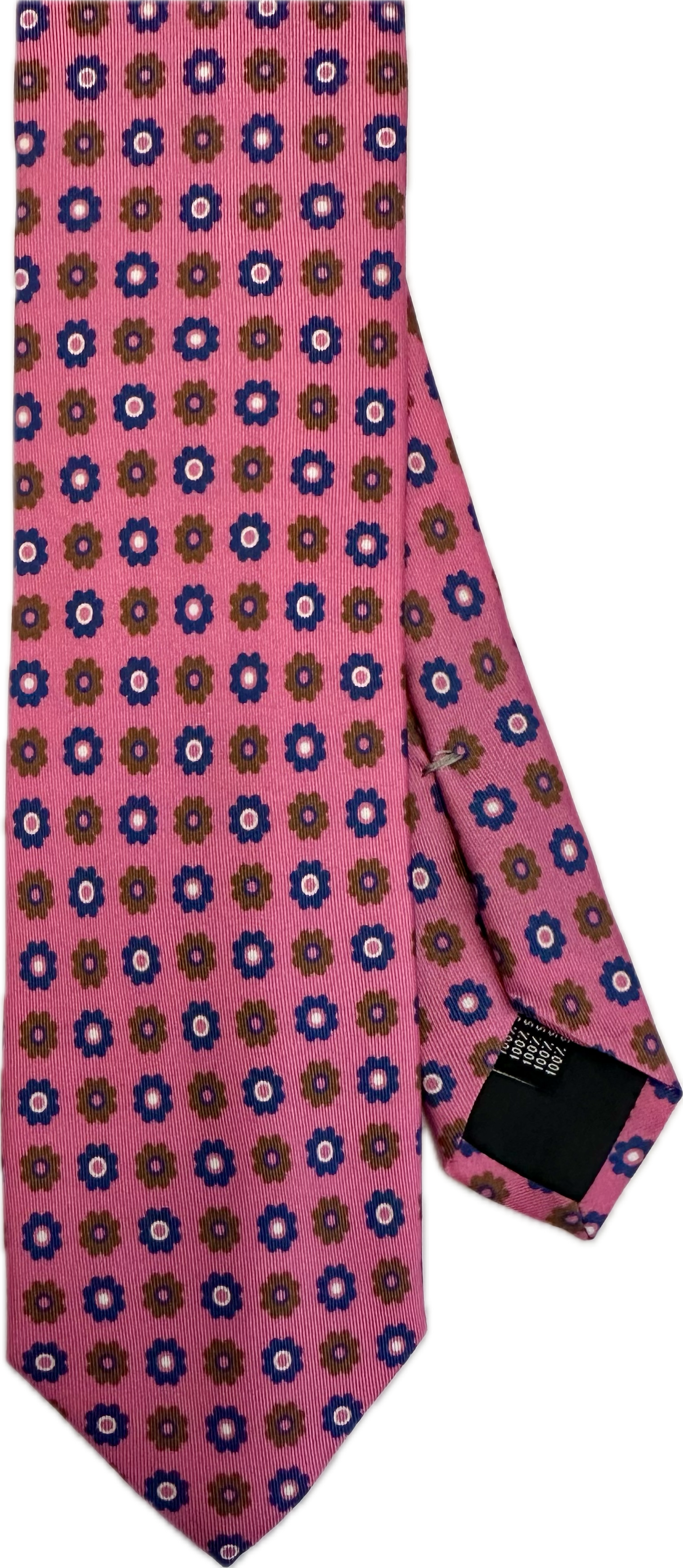 Cravatta seta rosa disegno fiore Monsieur