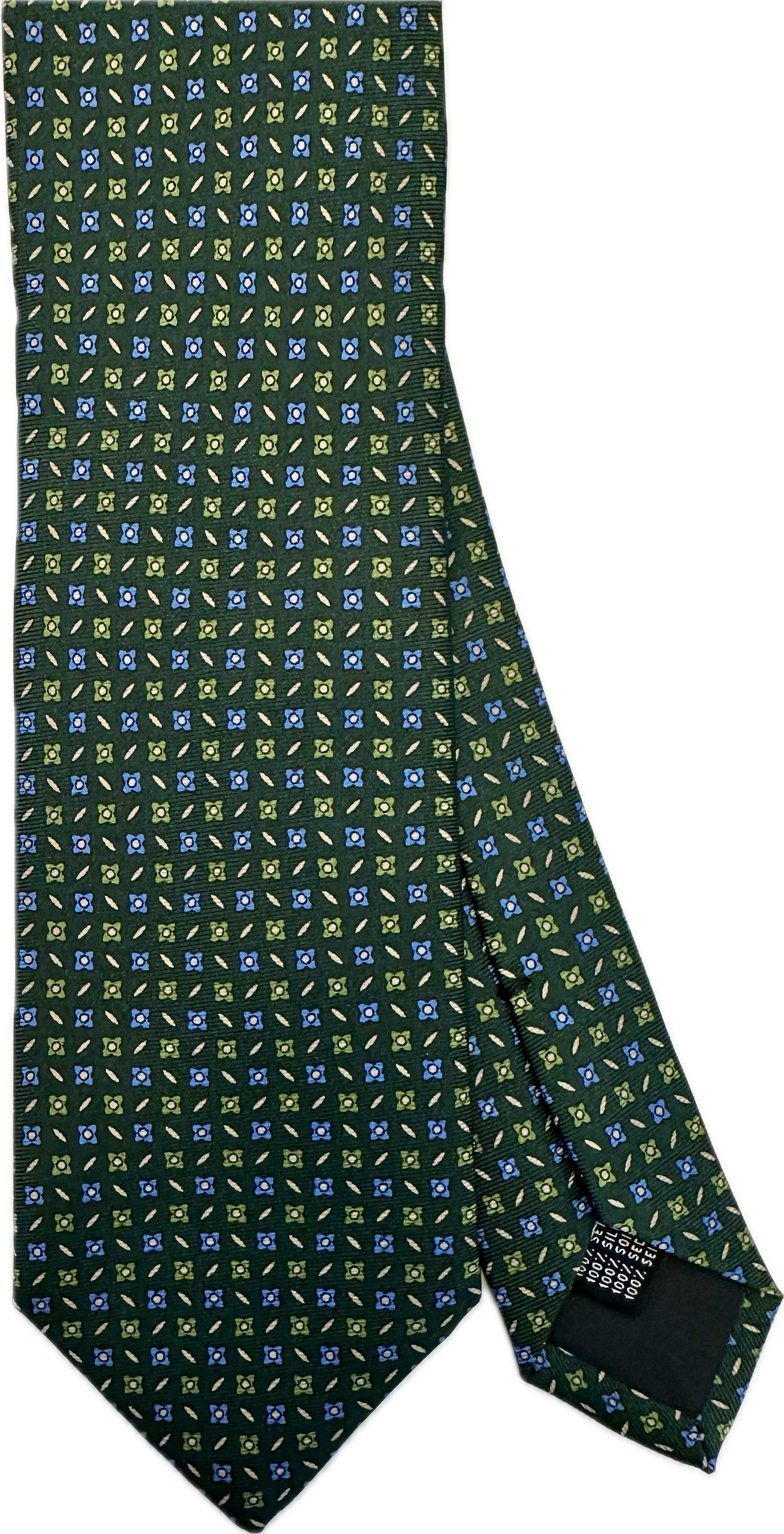Cravatta seta micro fiorellino verde Monsieur