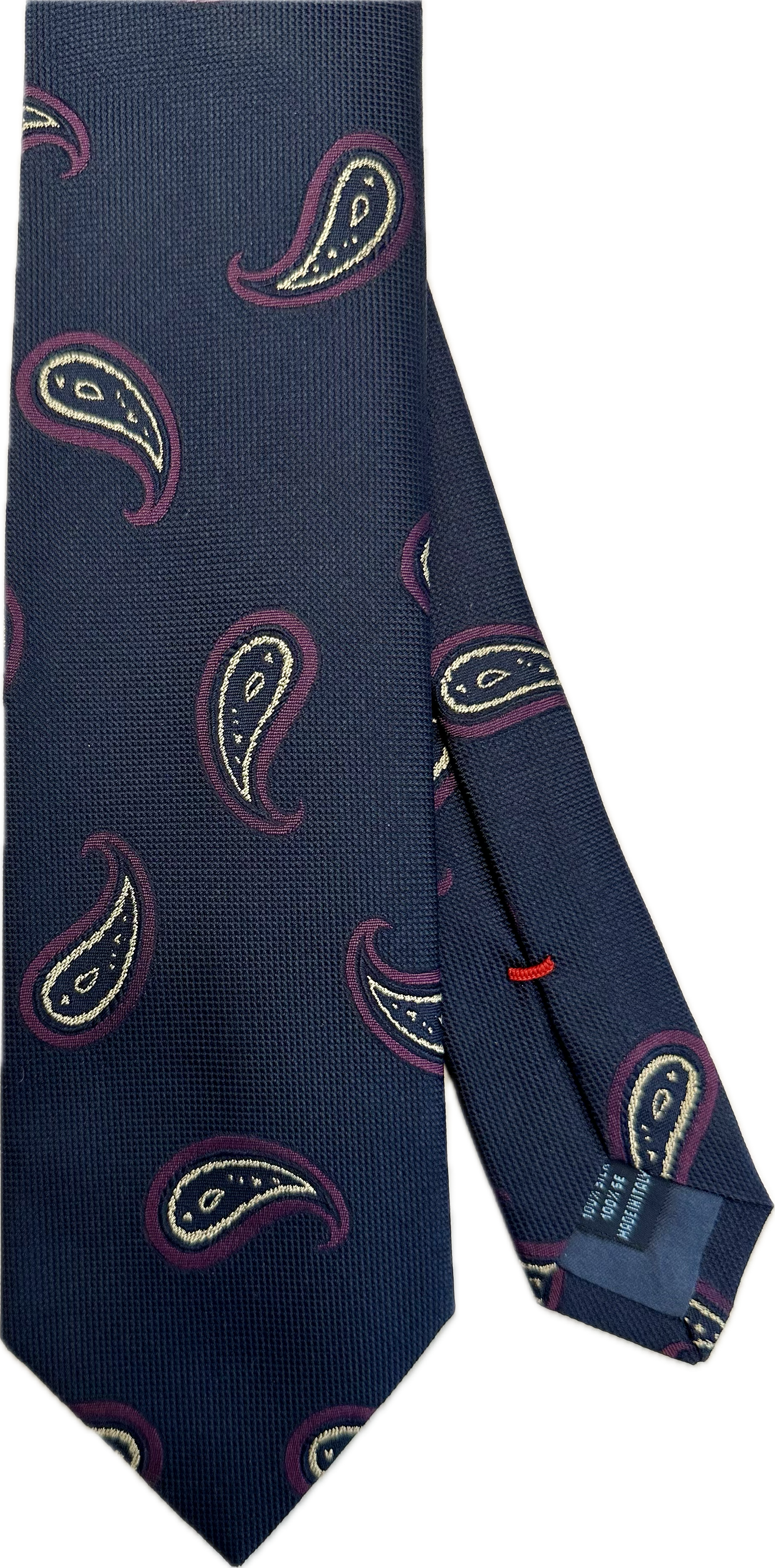 Cravatta seta big paisley blu viola Franco Bassi