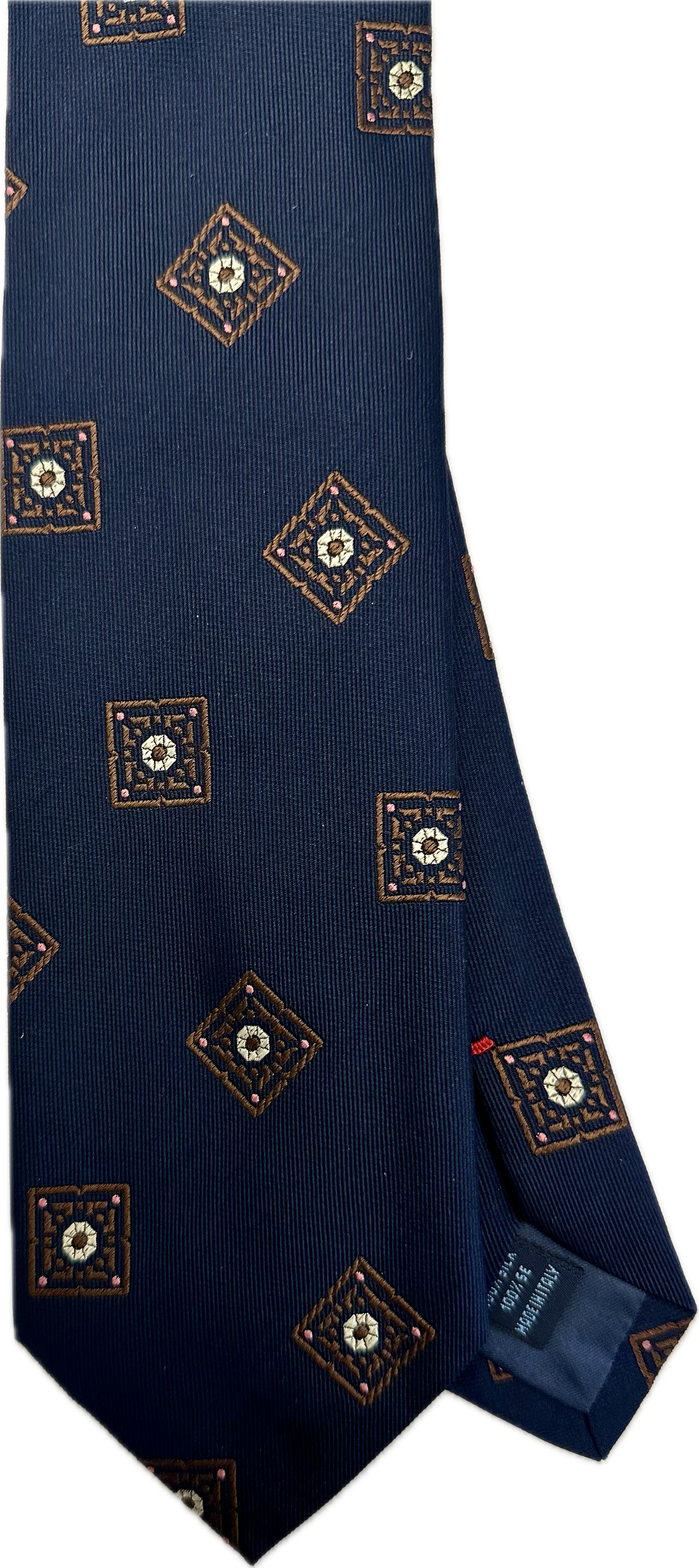 Cravatta seta medaglioni blu Franco Bassi