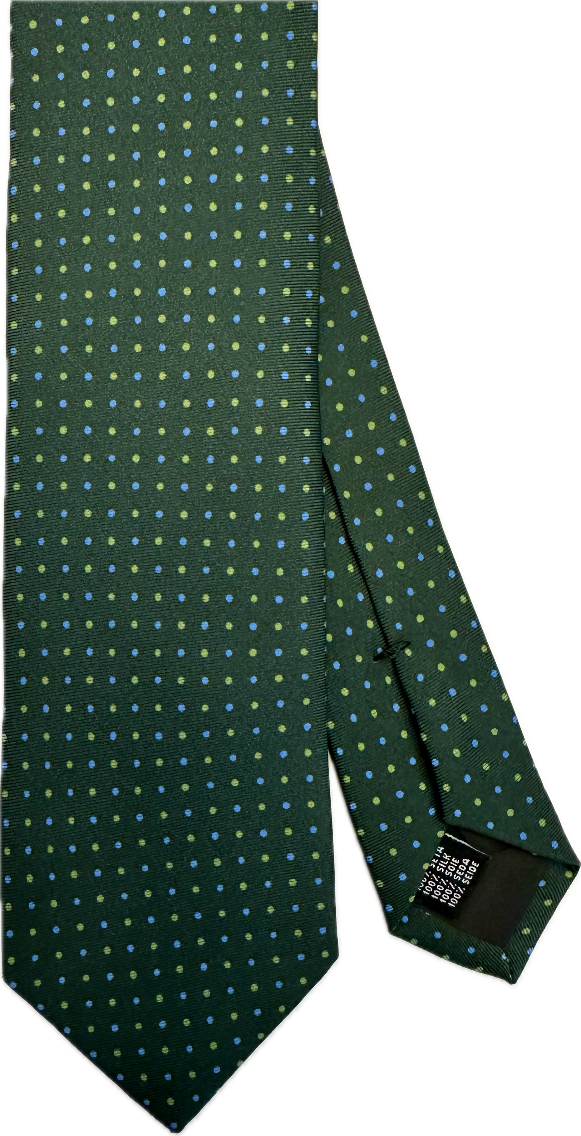 Cravatta seta multi pois verde Monsieur