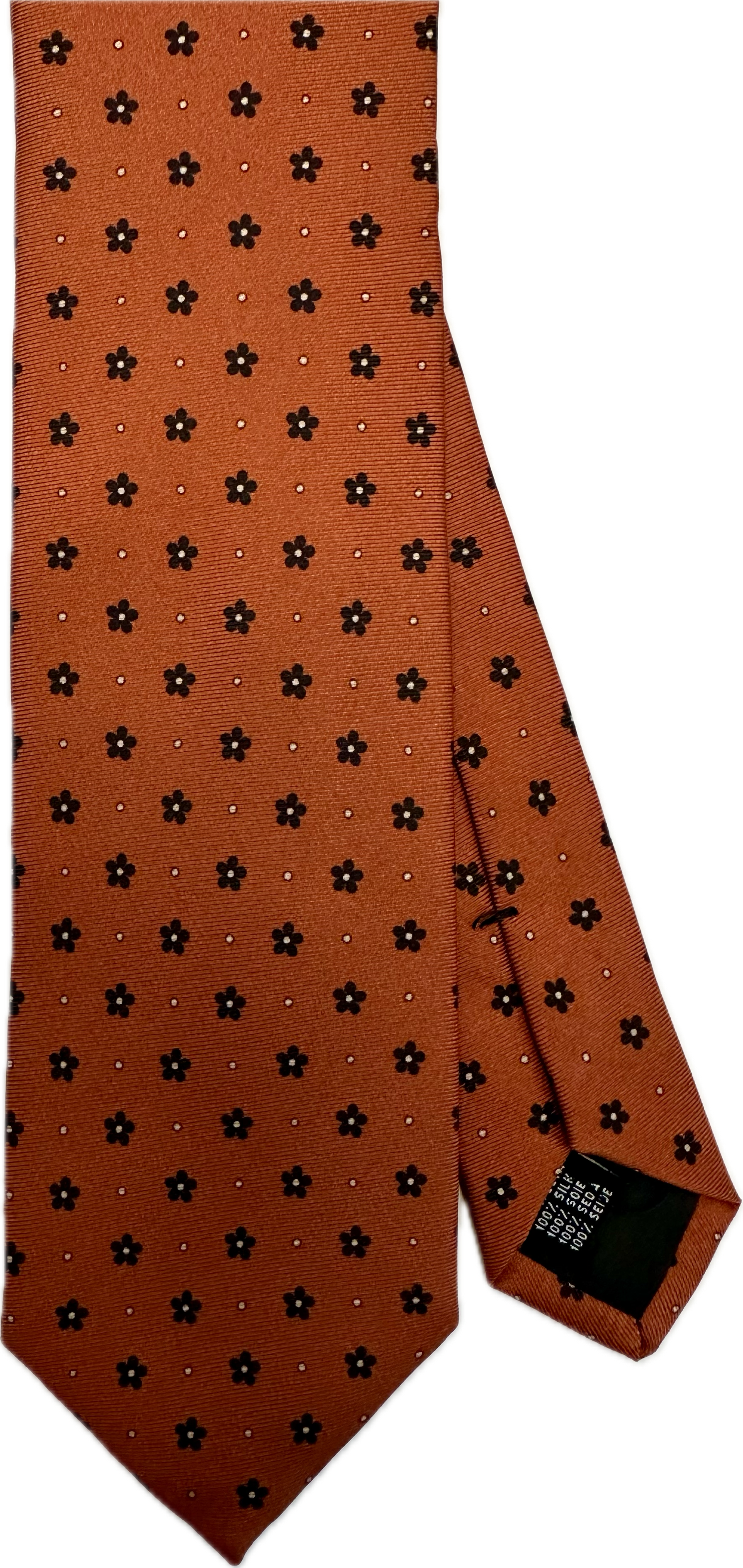 Cravatta seta fiorellino mattone Monsieur