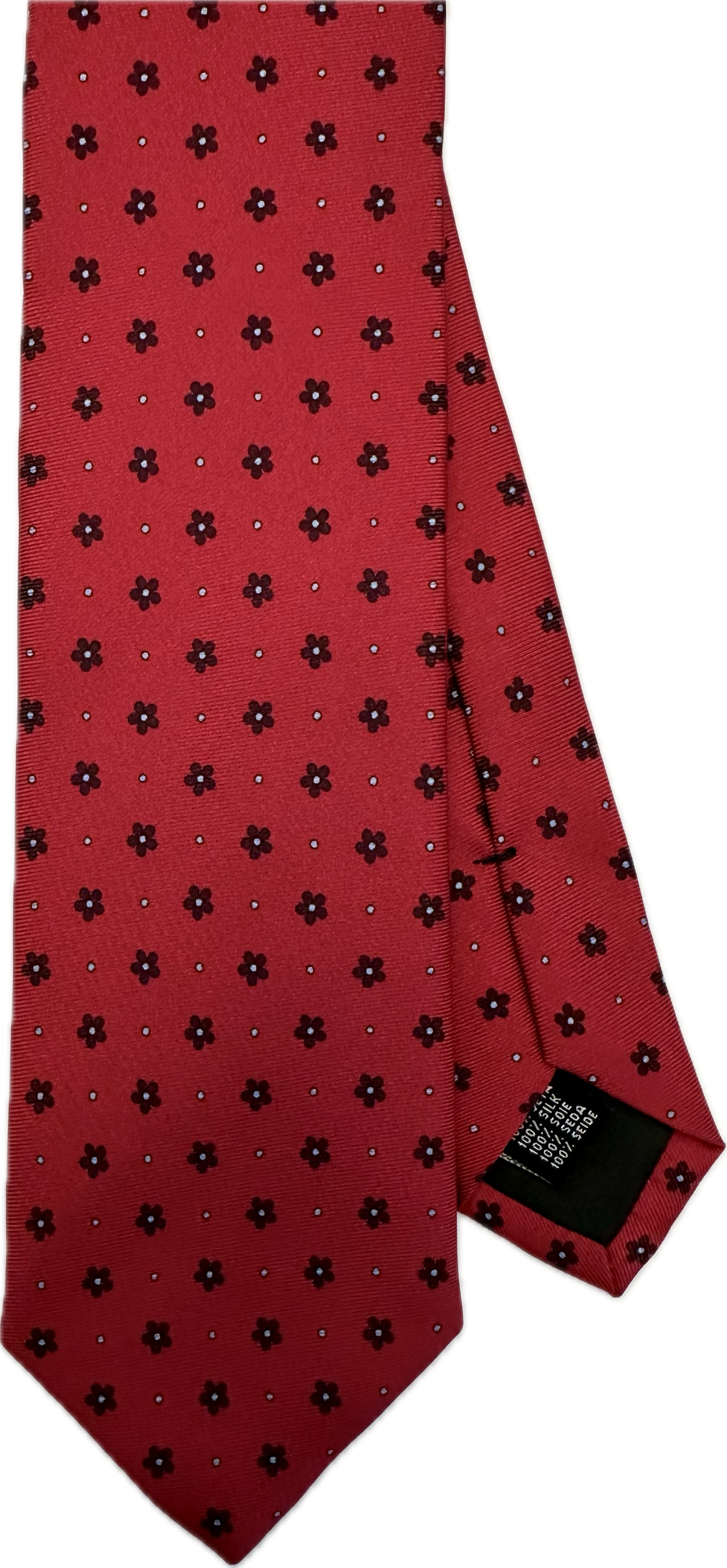 Cravatta seta fiorellino rossa Monsieur